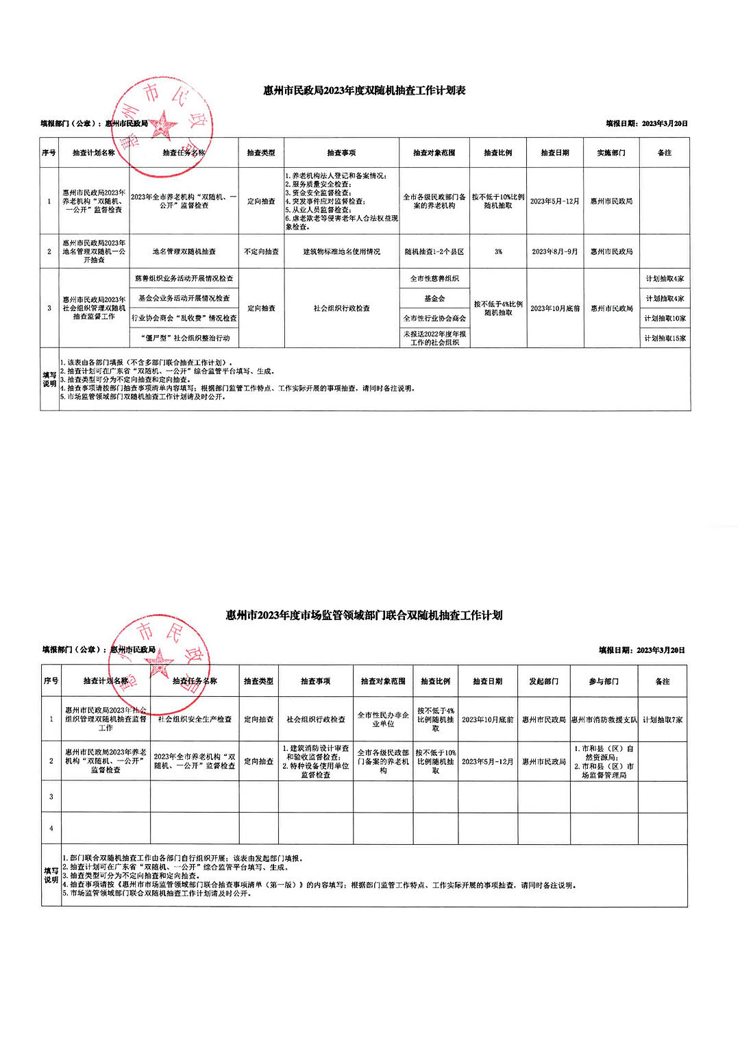 惠州市民政局2023年度雙隨機抽查工作計劃表.jpg